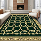 Golden Interlocking Circles Bordered Rug