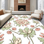 Soft Pink Pastel Floral Branch Outline Rug