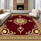Rich Burgundy Gold Floral Medallion Rug