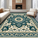 Teal Cream Floral Mandalas Rug