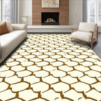 Golden Ochre Scattered Hexagon Texture Rug