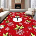 Festive Snowman Snowflake Holiday Garden Rug