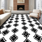 Bold Black Diamond Grid Rug
