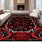 Bold Red Abstract Floral Bandana Rug