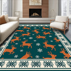 Rustic Copper Deer Snowflake Border Rug