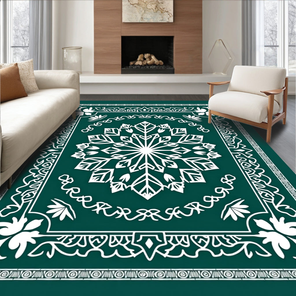 Emerald Green Snowflake Medallion Rug