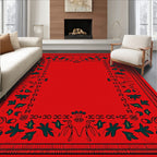 Crimson Abstract Leaf Border Rug