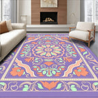 Vintage Purple Floral Art Nouveau Rug
