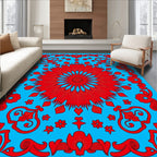 Bold Red Floral Burst Medallion Rug
