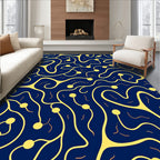 Navy Yellow Abstract Nerve Synapse Rug
