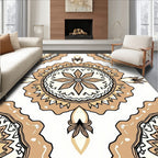 Rustic Cream and Brown Medallion Rug
