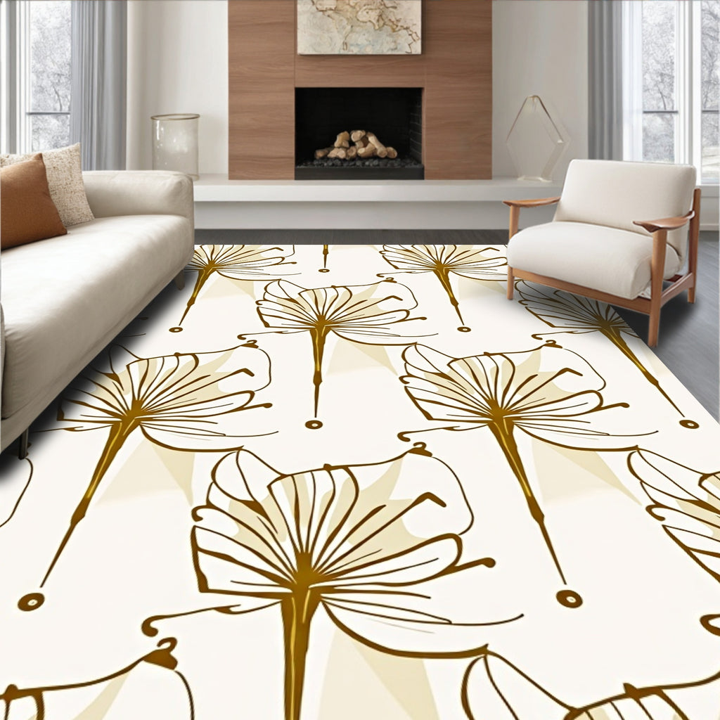 Gold Fan Flower Outline Rug