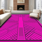 Hot Pink Geometric Abstract Lines Rug
