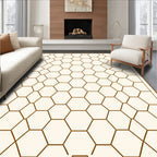 Brown Honeycomb Geometric Lattice Rug