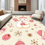 Charming Pink Snowman Winter Wonderland Rug