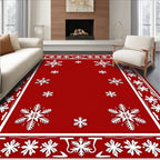 Crimson Snowflake Border Rug