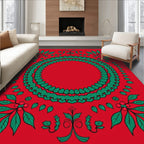 Crimson Green Botanical Mandalas Rug