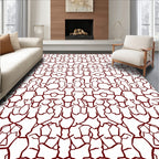 Deep Red Organic Geometric Art Rug