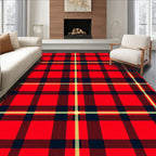 Red Black Plaid Tartan Lattice Rug