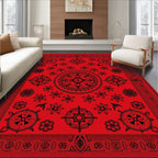 Crimson Red Floral Mandala Medallion Rug