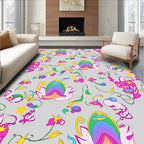 Whimsical Bright Pink Floral Whimsies Rug