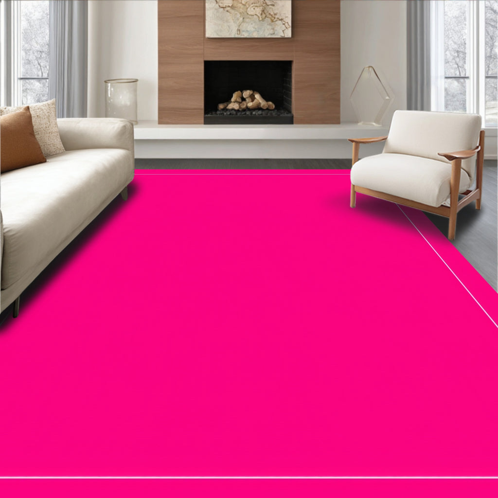 Vibrant Hot Pink Solid Rectangle Rug