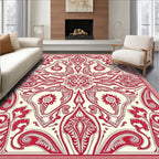 Crimson Floral Medallion Symmetry Rug