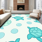 Aqua Turtle Bubbles Repeating Pattern Rug