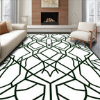 Deep Green Art Deco Geometric Lattice Rug