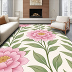 Pink Blooming Floral Leafy Branches Rug