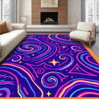 Cosmic Swirls Neon Galaxy Abstract Rug
