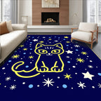 Cute Yellow Cat Starry Night Rug