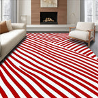Bold Red Diagonal Stripe Abstract Rug