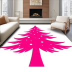 Vibrant Pink Christmas Tree with Ornaments Rug