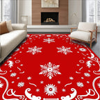 Festive White Snowflake Garland Rug