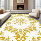Golden Swirl Floral Medallion Rug