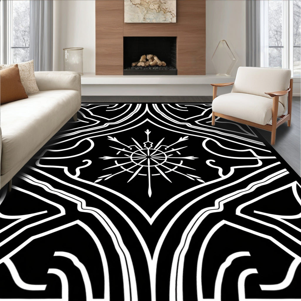 Monochromatic Radiant Starburst Geometric Rug