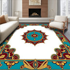 Victorian Teal Red Gold Medallion Rug