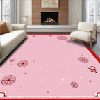Pink Red Snowflake Santa Snowfall Rug
