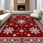 Crimson Snowflake Medallion Border Rug