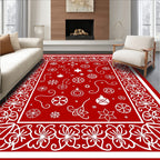 White Floral Snowflake Christmas Ornaments Rug