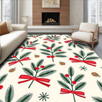 Berry Leaf Sprigs with Red Bows Rug