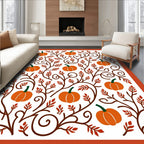 Autumn Pumpkin Vine Swirls Rug