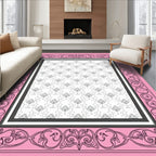 Whimsical Pink Ornate Floral Medallion Rug