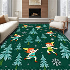 Christmas Elves and Pine Trees Rug