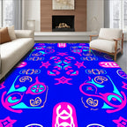 Vibrant Pink Teal Geometric Abstract Elements Rug