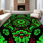 Vibrant Neon Floral Mandala Rug