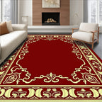 Crimson Gold Floral Scroll Border Rug