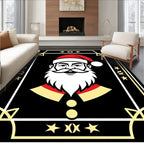 Festive Black Red Yellow Santa Portrait Rug