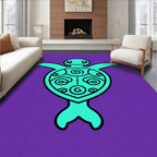 Turquoise Swirl Turtle Purple Background Rug